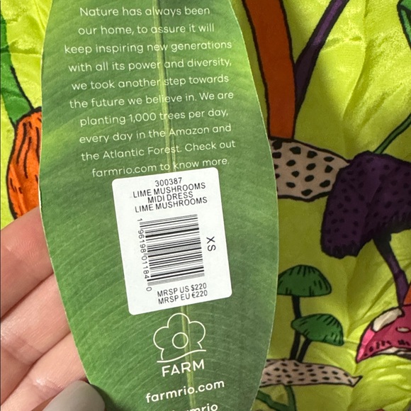 ✨ Farm Rio Lime Mushrooms Midi Dress – Size XS ✨ - Picture 6 of 9